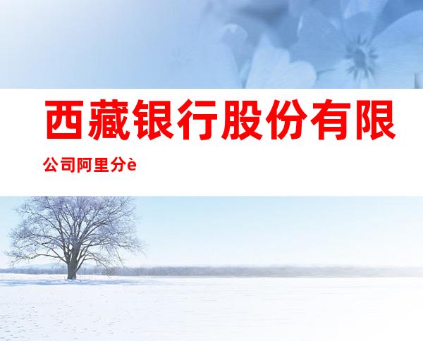 西藏银行股份有限公司阿里分行