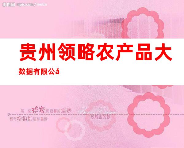 贵州领略农产品大数据有限公司